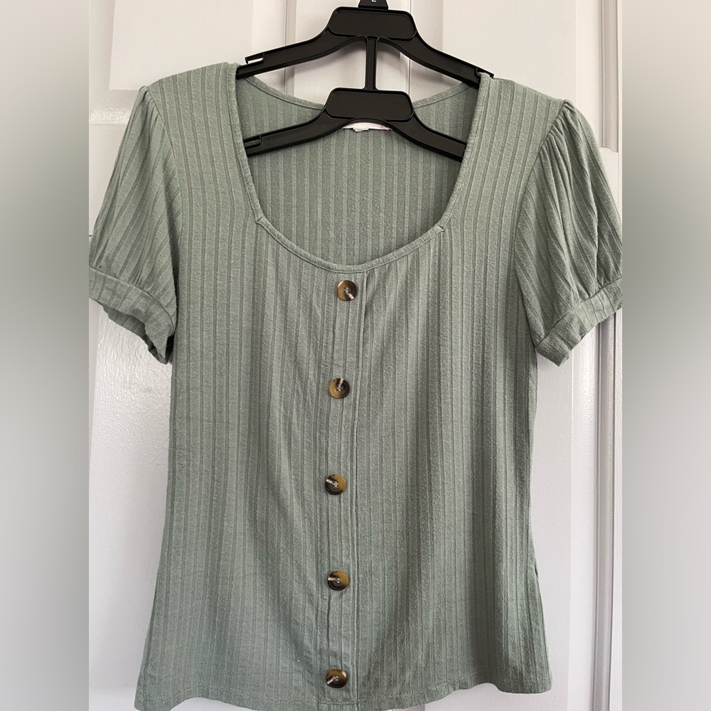 Pink Rose Sage Button-Down Women's Shirt